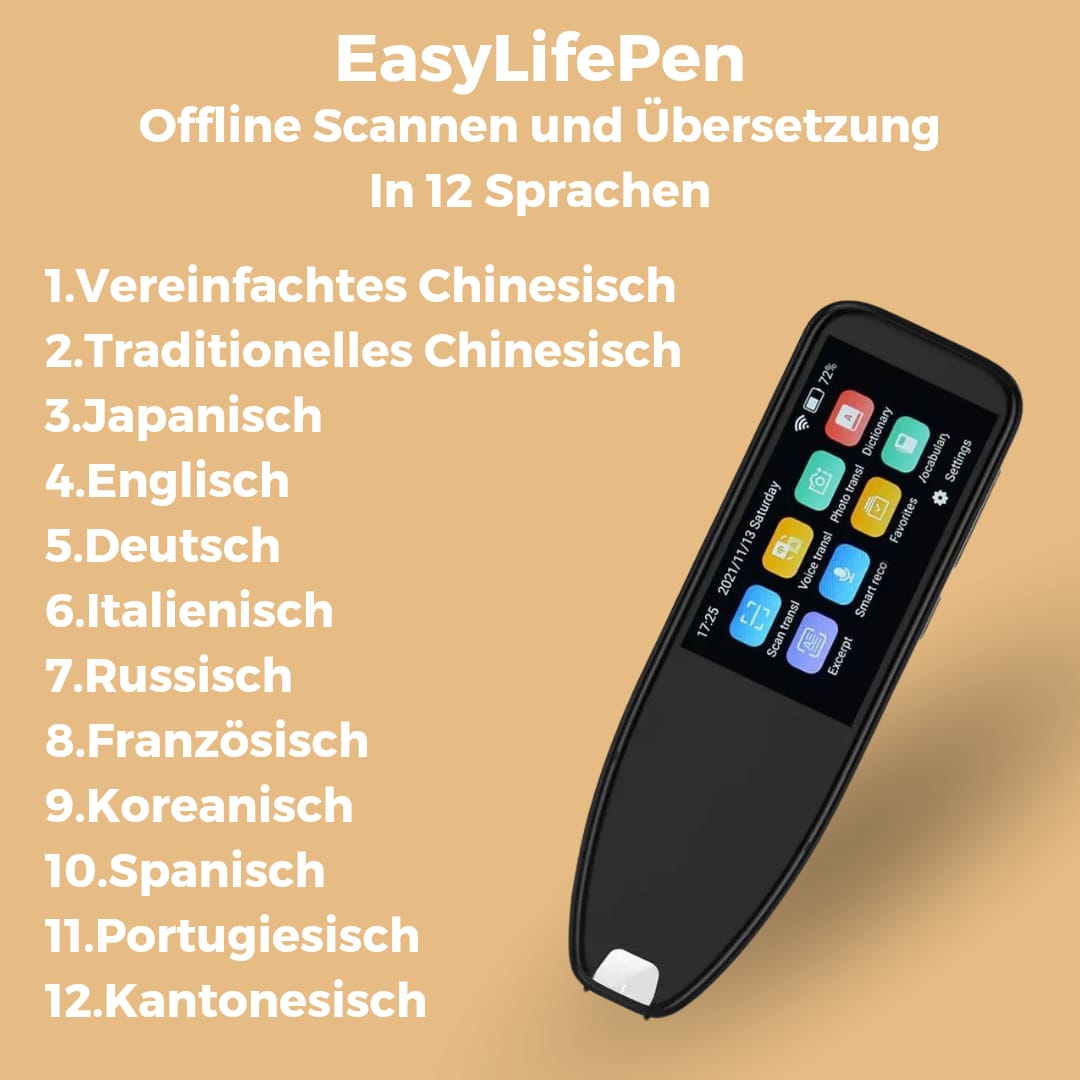 EasyLifePen - Der Weltweit Universale Übersetzungsstift: 112 Sprachen im Handumdrehen!